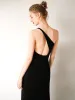 Modern / Fashion Modest / Simple Black Evening Dresses  2019 One-Shoulder Sleeveless Backless Short Formal Dresses