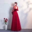Chic / Beautiful Burgundy Evening Dresses  2019 A-Line / Princess High Neck Suede Bow Long Sleeve Backless Floor-Length / Long Formal Dresses