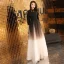 Chic / Beautiful Gradient-Color Evening Dresses  2019 A-Line / Princess Bow V-Neck 3/4 Sleeve Floor-Length / Long Formal Dresses