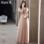 Simple Rougissant Rose Daim Robe Demoiselle D'honneur 2021 Princesse V-Cou Manches Courtes Dos Nu Longue Robe Pour Mariage