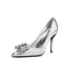 Schöne Silber Abend Pumps 2019 Lackleder Strass 10 cm Stilettos Spitzschuh Pumps