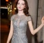 Classy Silver Evening Dresses  2019 Trumpet / Mermaid Scoop Neck Handmade  Beading Rhinestone Lace Short Sleeve Floor-Length / Long Formal Dresses