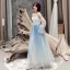 Modern / Fashion Sky Blue Evening Dresses  2019 A-Line / Princess Spaghetti Straps Sequins Long Sleeve Backless Floor-Length / Long Formal Dresses