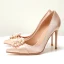 Chic / Beautiful Nude Wedding Shoes 2019 Pearl Rhinestone 10 cm Stiletto Heels Pointed Toe Wedding Pumps