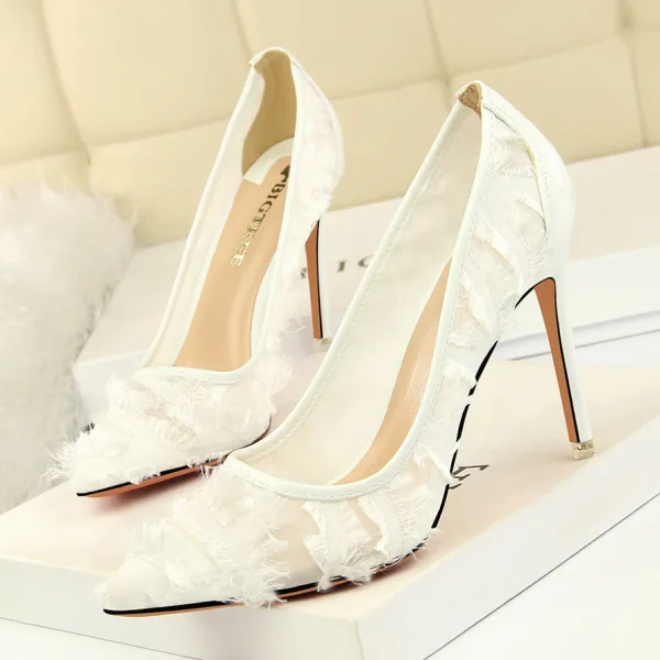 Mooie / Prachtige Grijs Avond Pumps 2019 Kwast 10 cm Naaldhakken / Stiletto Spitse Neus Pumps