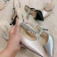 Chic / Beautiful Silver Casual Womens Sandals 2019 Leather Satin Rhinestone 9 cm Stiletto Heels Sandals Pointed Toe