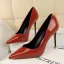 Enkel Svart Kontor Pumps 2019 Patent Lær 9 cm Stiletthæler Spisse Pumps