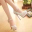 Sparkly Sølv Brudesko 2019 Paljetter Ankelstropp 14 cm Stiletthæler Spisse Bryllup Pumps