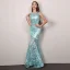 Sexy Noire Robe De Soirée 2019 Trompette / Sirène Encolure Dégagée Paillettes Faux Diamant En Dentelle Fleur Sans Manches Dos Nu Train De Balayage Robe De Ceremonie