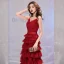 Chic / Belle Bordeaux Robe De Soirée 2019 Princesse Bretelles Spaghetti Tachetée Sans Manches Dos Nu Volants en Cascade Longue Robe De Ceremonie