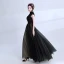 Vintage / Retro Black Evening Dresses  2019 A-Line / Princess High Neck Beading Lace Flower Sleeveless Floor-Length / Long Formal Dresses