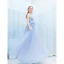 Élégant Bleu Ciel Volants Robe De Soirée 2019 Princesse V-Cou Paillettes En Dentelle Fleur Noeud Sans Manches Dos Nu Longue Robe De Ceremonie