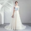 Élégant Ivoire Robe De Soirée 2019 Princesse Volants Bretelles Spaghetti En Dentelle Sans Manches Dos Nu Train De Balayage Robe De Ceremonie