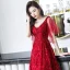 Chic / Beautiful Burgundy Evening Dresses  2019 A-Line / Princess V-Neck Beading Lace Flower Short Sleeve Backless Floor-Length / Long Formal Dresses