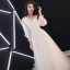 Élégant Blanche Robe De Soirée 2019 Princesse V-Cou Paillettes En Dentelle Fleur 3/4 Manches Longue Robe De Ceremonie