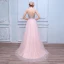 Élégant Rougissant Rose Robe De Bal 2018 Princesse Perlage Paillettes Cristal Perle V-Cou Dos Nu Sans Manches Longue Robe De Ceremonie