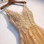 Élégant Champagne Robe De Soirée 2019 Princesse Bretelles Spaghetti Perlage Paillettes En Dentelle Fleur Sans Manches Dos Nu Longue Robe De Ceremonie