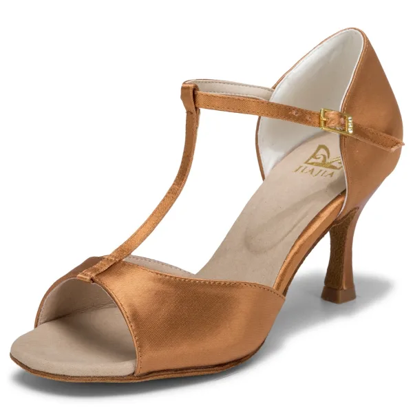 Chic / Beautiful White Prom Latin Dance Shoes 2021 T-Strap 7 cm Stiletto Heels Pointed Toe Womens Sandals High Heels