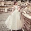 Modern / Fashion Champagne Evening Dresses  2019 A-Line / Princess Scoop Neck Pearl Lace Flower Sequins Sleeveless Backless Floor-Length / Long Formal Dresses