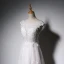Élégant Blanche Perle Rose Robe De Soirée 2018 Princesse En Dentelle Appliques Encolure Dégagée Dos Nu Sans Manches Longue Robe De Ceremonie