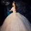 Fabulous Champagne Wedding Dresses 2019 Ball Gown Off-The-Shoulder Sequins Beading Tassel Short Sleeve Backless Royal Train