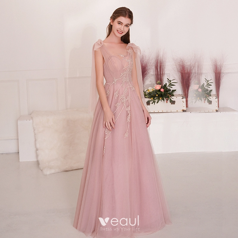 Blush evening dresses cheap