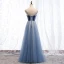 Chic / Belle Océan Bleu Robe De Soirée 2019 Princesse Bretelles Spaghetti Daim Perlage Cristal Sans Manches Dos Nu Longue Robe De Ceremonie