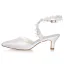 Simple Ivoire Satin Chaussure De Mariée 2021 Bride Cheville Faux Diamant En Dentelle Fleur 5 cm Talons Aiguilles À Bout Pointu Mariage Talons Hauts