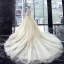 Luxe Champagne Robe De Mariée 2019 Princesse V-Cou Perlage Paillettes En Dentelle Fleur 3/4 Manches Dos Nu Cathedral Train