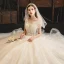 Classy Champagne Wedding Dresses 2019 Ball Gown V-Neck Sequins Lace Flower Sleeveless Backless Court Train