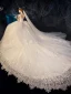 High-end Champagne Wedding Dresses 2019 A-Line / Princess Spaghetti Straps Beading Crystal Lace Flower Sleeveless Backless Royal Train