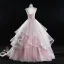 Classy Blushing Pink Prom Dresses 2019 Ball Gown High Neck Beading Sequins Pearl Lace Flower Sleeveless Backless Cascading Ruffles Floor-Length / Long Formal Dresses