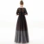Chic / Belle Noire Argenté Robe De Soirée 2019 Princesse Encolure Dégagée Paillettes Gland 1/2 Manches Longue Robe De Ceremonie