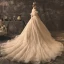 High-end Champagne Wedding Dresses 2019 A-Line / Princess Off-The-Shoulder Beading Sequins Lace Flower Sleeveless Backless Glitter Royal Train