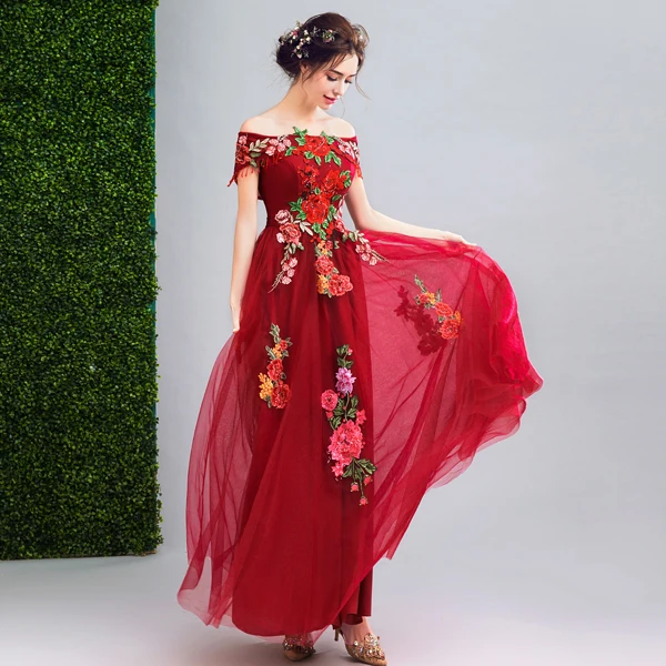 red fairy prom dress Luxury Sparkling Red Sequin Square Neck Prom Ball Gown 42