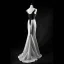 Classy Black White Evening Dresses  2019 Trumpet / Mermaid Spaghetti Straps Sleeveless Backless Sweep Train Formal Dresses