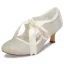 Schlicht Ivory / Creme Satin Spitze Brautschuhe 2021 Schleife 6 cm Stilettos Runde Zeh Hochzeit Pumps Hochhackige
