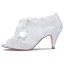 Piękne Białe Satyna Z Koronki Buty Ślubne 2021 Kokarda 6 cm Szpilki Peep Toe Ślub Wysokie Obcasy