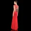 Classy Red Evening Dresses  2019 A-Line / Princess Scoop Neck Rhinestone Lace Flower Cap Sleeves Split Front Floor-Length / Long Formal Dresses