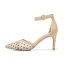 Fashion Beige Street Wear Spotted Womens Sandals 2021 Ankle Strap 7 cm Stiletto Heels Pointed Toe Sandals High Heels