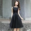 Modest / Simple Black Homecoming Graduation Dresses 2019 A-Line / Princess Scoop Neck Sleeveless Backless Bow Knee-Length Formal Dresses