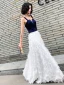 Chic / Belle Ivoire Robe De Soirée 2019 Princesse Bretelles Spaghetti Sans Manches Dos Nu Gland Longue Robe De Ceremonie