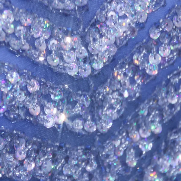 Chic / Belle Bleu Robe De Soirée 2019 Princesse V-Cou Perlage Paillettes En Dentelle Fleur 3/4 Manches Dos Nu Noeud Longue Robe De Ceremonie
