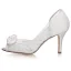 Charmig Elfenben Satin Brudskor 2021 Spets Blomma Appliqués 8 cm Stilettklackar Peep Toe Bröllop Sandaler Högklackade