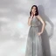 Chic / Beautiful Grey Ruffle Evening Dresses  2019 A-Line / Princess Scoop Neck Beading Lace Flower Sleeveless Backless Sash Floor-Length / Long Formal Dresses