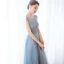 Chic / Beautiful Sky Blue Evening Dresses  2019 A-Line / Princess Scoop Neck Beading Cap Sleeves Floor-Length / Long Formal Dresses
