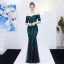 Glitzernden Champagner Abendkleider 2019 Meerjungfrau Off Shoulder Pailletten Kurze Ärmel Rückenfreies Lange Festliche Kleider