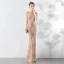Chic / Beautiful Burgundy Evening Dresses  2019 Trumpet / Mermaid High Neck Beading Tassel Crystal Sequins Short Sleeve Floor-Length / Long Formal Dresses
