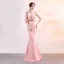 Chic / Belle Bleu Marine Robe De Soirée 2019 Trompette / Sirène V-Cou Perlage Cristal Sans Manches Dos Nu Longue Robe De Ceremonie