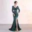 Charmant Doré Robe De Soirée 2019 Trompette / Sirène V-Cou Paillettes 3/4 Manches Dos Nu Fendue devant Longue Robe De Ceremonie